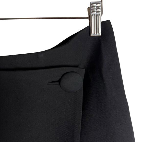 Lafayette 148 New York Black Wool Silk A-Line Asymmetric Button Mini Skirt Sz 6 - Picture 5 of 9